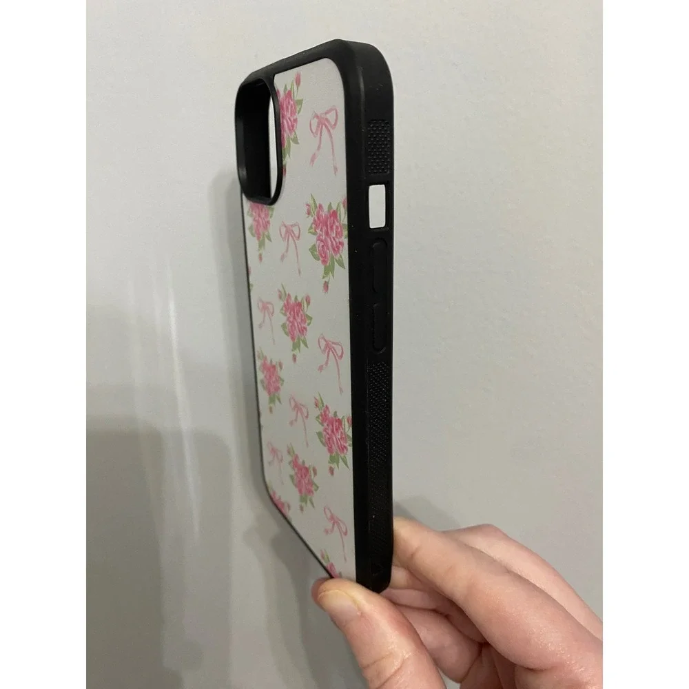 iPhone 13 Case Unisex OS White Pink Floral‎ Rose Bow Coquette Aesthetic Bumper